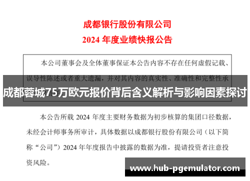 成都蓉城75万欧元报价背后含义解析与影响因素探讨